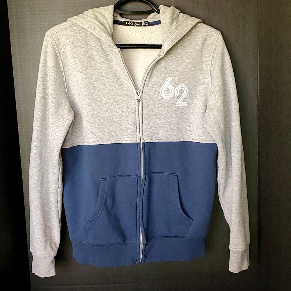 George Kids Blue & Heathered Grey Block Zip-Up Hoodie - XL (14-16)